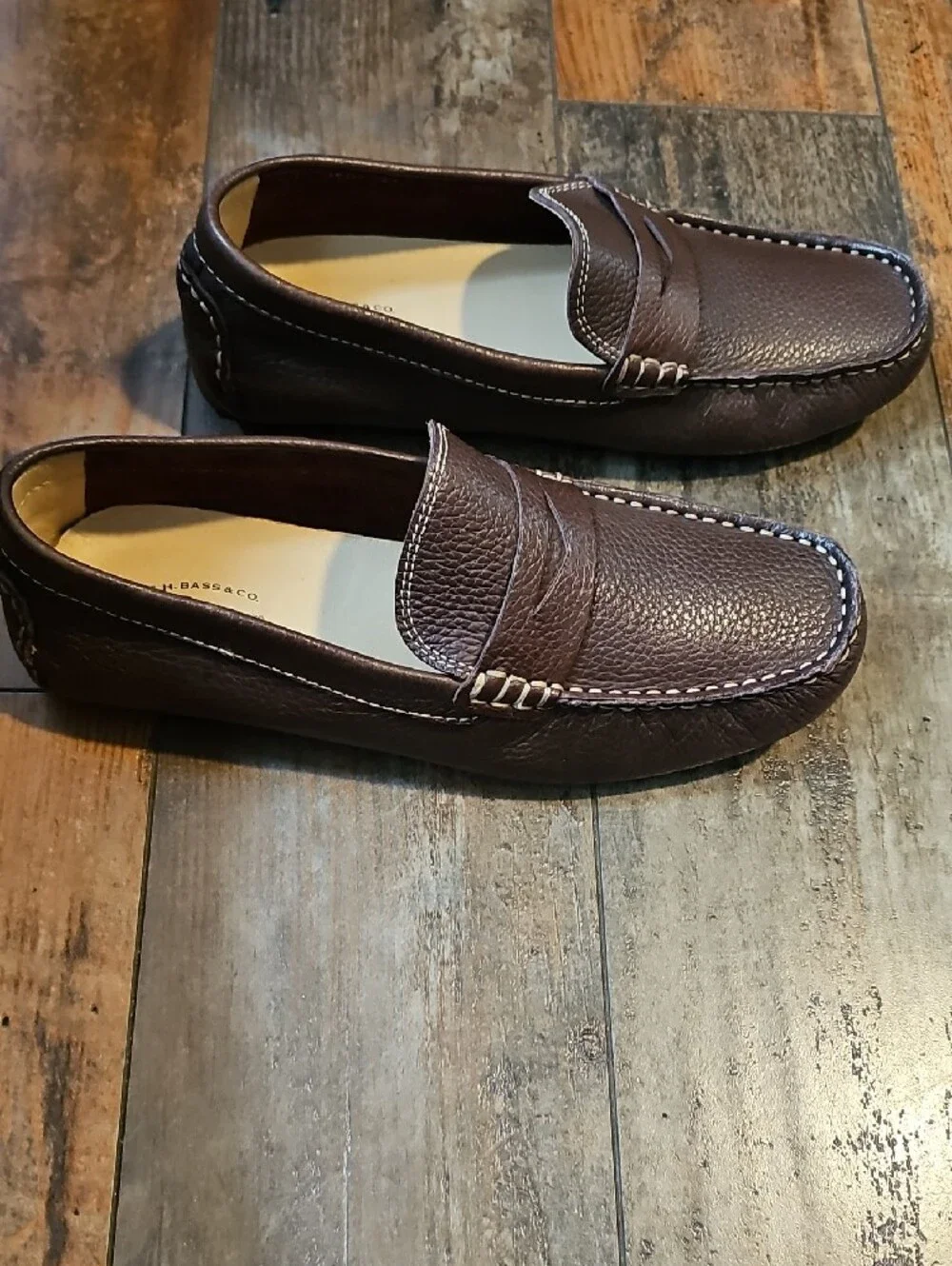 Bass Brown Pebbled Leather Penny Loafers